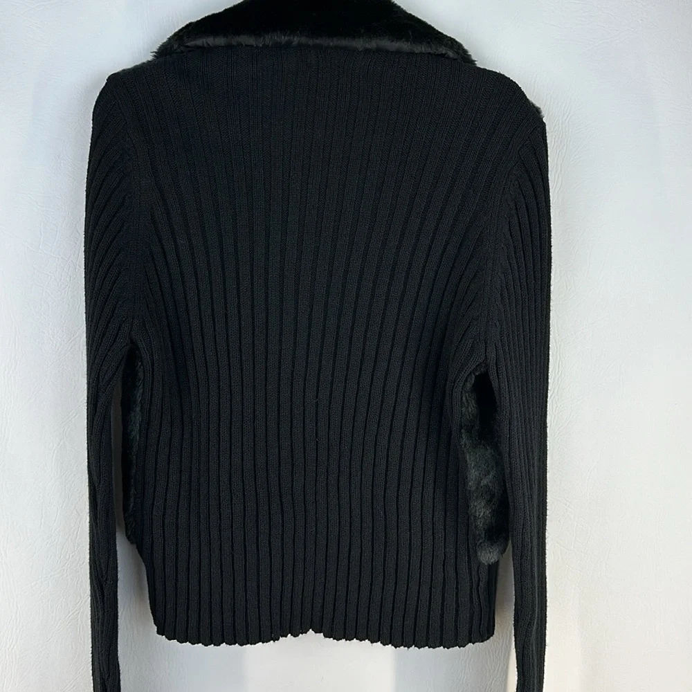 Tiara International Fur Knit Full Zip Cropped Jacket, M